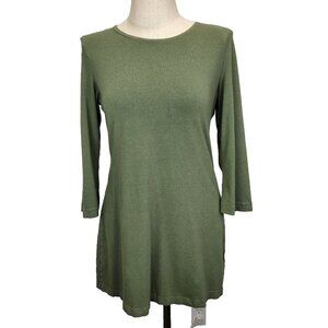 Bryn Walker Knit‎ Tunic Top S Green Bamboo Organic Cotton Long Sleeve Lagenlook